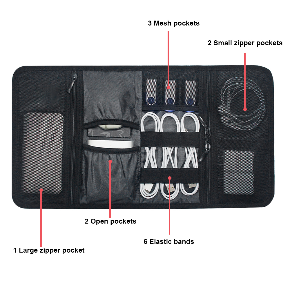 Portable Foldable Travel Cable - Cable Management Bag 评论和价格